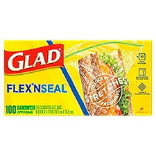 Glad Flex'nSeal Sandwich, Zipper Bags, 100 Each