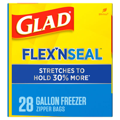 Glad FLEX'NSEAL Zipper Freezer Storage Gallon Bags (Pack of 4), 4