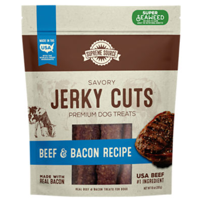 Supreme Source Beef & Bacon Recipe Savory Jerky Cuts Premium Dog Treats, 10 oz