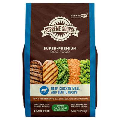 Supreme Source Super-Premium Grain-Free Beef, Chicken Meal, and Lentil Recipe Dog Food, 5 lb