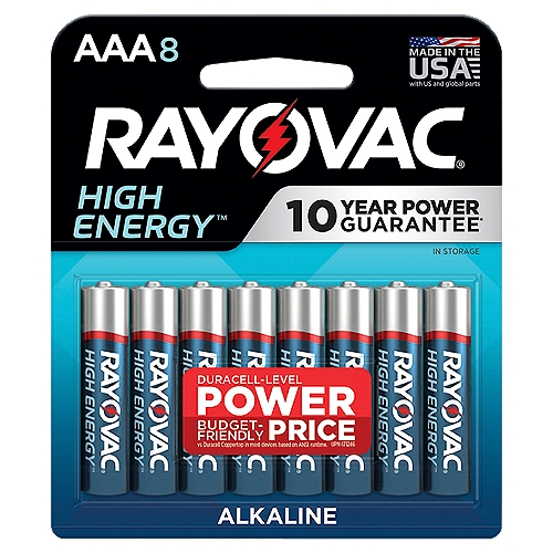 Rayovac High Energy AAA 1.5V Alkaline Batteries, 8 count
Duracell Coppertop Power, Better Price
In most devices based on ANSI runtime
