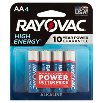 Rayovac High Energy AA 1.5V Alkaline Batteries, 4 count