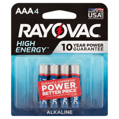 Rayovac High Energy AAA 1.5V Alkaline Batteries, 4 count