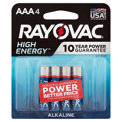Rayovac High Energy AAA 1.5V Alkaline Batteries, 4 count
Duracell Coppertop Power, Better Price
In most devices based on ANSI runtime