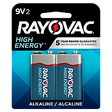 Rayovac High Energy 9V Alkaline, Batteries, 2 Each