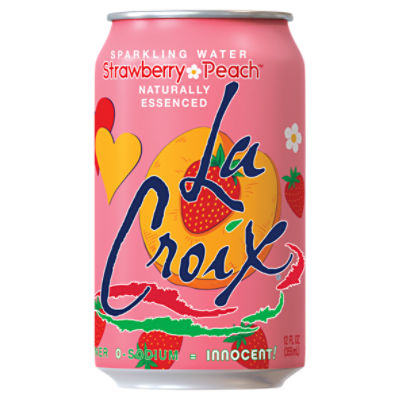 LaCroix Naturally Strawberry Peach Essenced Sparkling Water, 12 fl