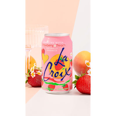 LaCroix Naturally Strawberry Peach Essenced Sparkling Water, 12 fl