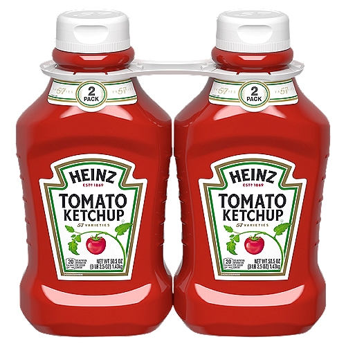 50.5 fl oz each. Since 1869, Heinz has been the world's most beloved ketchup, revered for its sweet, tangy, tart and tasty flavor.