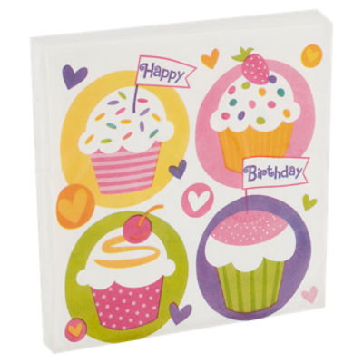 Party Impressions Cupcake Party 2 Ply Luncheon Napkins, 16 count