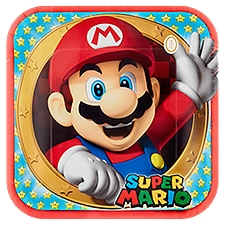Amscan 9 in x 9 in Super Mario Plates, 8 count