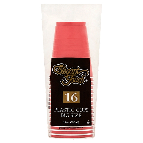 Elegant Touch 18 oz Apple Red Plastic Cups, Big Size, 16 count