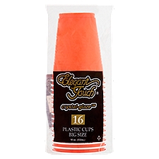 Elegant Touch Crystal-Glaze 18 oz Orange Plastic Cups Big Size, 16 count