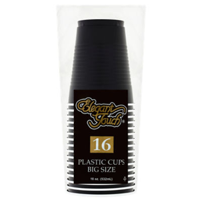 Elegant Touch 18 oz Black Plastic Cups, Big Size, 16 count, 16 Each