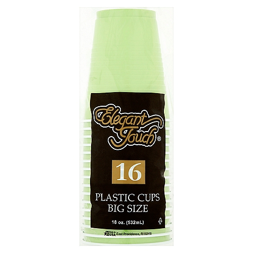 Elegant Touch 18 oz Kiwi Plastic Cups, Big Size, 16 count