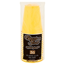 Elegant Touch Crystal-Glaze 18 oz Yellow Sunshine Plastic Cups Big Size, 16 count