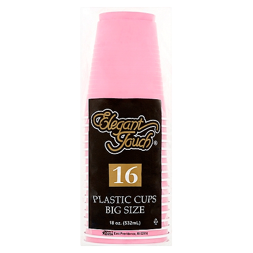 Elegant Touch 18 oz Bright Pink Plastic Cups, Big Size, 16 count