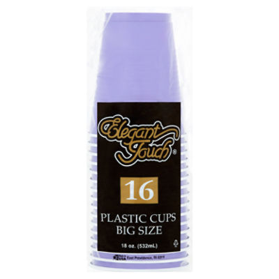 Elegant Touch 18 oz New Purple Plastic Cups, Big Size, 16 count