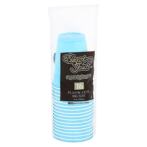 Elegant Touch Crystal-Glaze 18 oz Caribbean Blue Plastic Cups Big