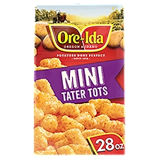 Ore-Ida Crispy Mini Tater Tots Seasoned Shredded Potatoes, 28 oz, 28 Ounce