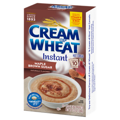 Cream of Wheat Instant Hot Cereal Bundle: Includes One Box Bananas and  Cream and One Box Maple Brown Sugar (Each Box Has Ten 1.23 oz packets)