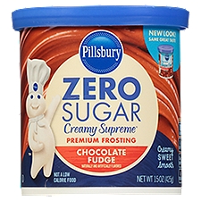 Pillsbury Creamy Supreme Zero Sugar Chocolate Fudge Premium Frosting, 15 oz