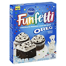 Pillsbury Funfetti Chocolate Premium with Oreo Cookie Pieces, Cake Mix, 15.25 Ounce