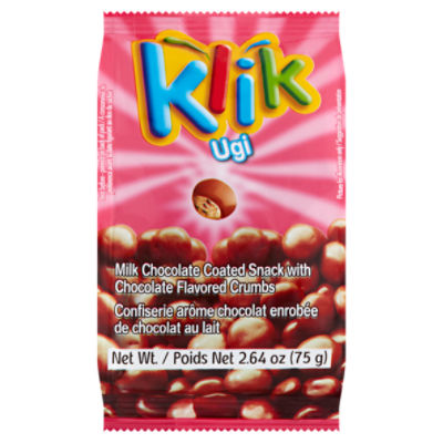 Klik Ugi Milk Chocolate Coated Snack with Chocolate Flavored Crumbs, 2.64 oz
