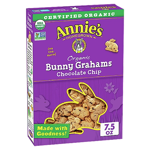 Annie's Homegrown Bunny Grahams Organic Chocolate Chip Baked Graham Snacks, 7.5 oz
Made with Goodness!
✓ No artificial flavors or synthetic colors
✓ No high-fructose corn syrup