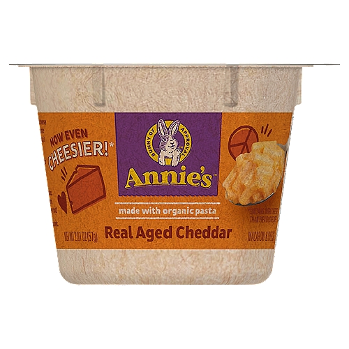 Annie's Real Aged Cheddar Macaroni & Cheese, 2.01 oz
Now Even Cheesier!*
*Contains More Cheese than Previous Recipe
