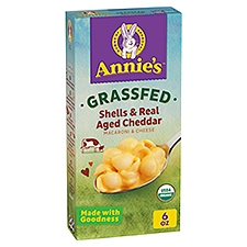 Annie's Grassfed Shells & Real Aged Cheddar Macaroni & Cheese Pasta, 6 oz