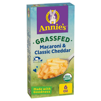 Annie's Grassfed Macaroni & Classic Cheddar Pasta, 6 oz