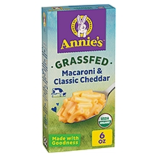 Annie's Grassfed Macaroni & Classic Cheddar Pasta, 6 oz