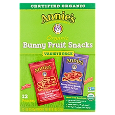 Annie's Homegrown Organic Bunny Fruit Snacks - Variety Pack - 12 CT, 9.6 Ounce