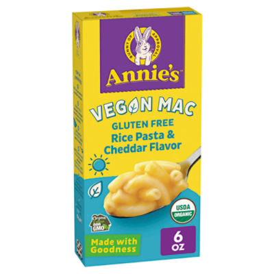 Annie's Vegan Mac Gluten Free Rice & Cheddar Flavor Sauce Pasta, 6 oz