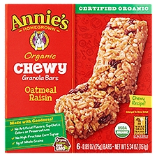 Annie's Homegrown Oatmeal Raisin Organic Chewy Granola Bars, 5.34 Ounce