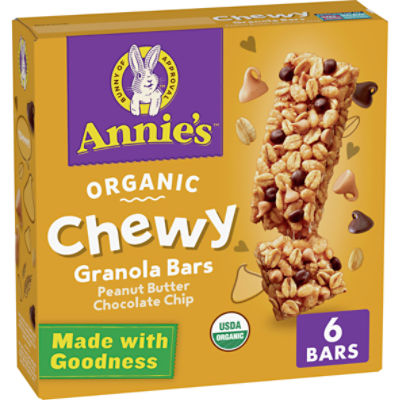 Annie's Organic Peanut Butter Chocolate Chip Chewy Granola Bars, 0.89 oz, 6 count, 0.89 Ounce