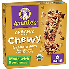 Annie's Organic Peanut Butter Chocolate Chip Chewy Granola Bars, 0.89 oz, 6 count
