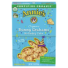 Annie's Homegrown Bunny Grahams Organic Birthday Cake, Baked Graham Snacks, 7.5 Ounce