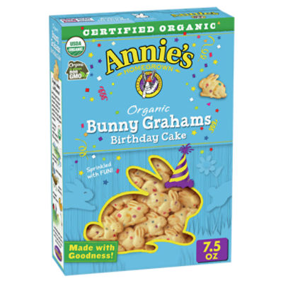 Annie's Homegrown Bunny Grahams Organic Birthday Cake Baked Graham Snacks, 7.5 oz