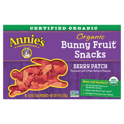 Annie's Homegrown Organic Berry Patch Bunny Fruit Snacks, 0.8 oz, 5 count