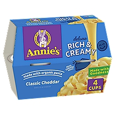 Annie's Deluxe Rich & Creamy Classic Cheddar Shells & Cheese, 2.6 oz, 4 count