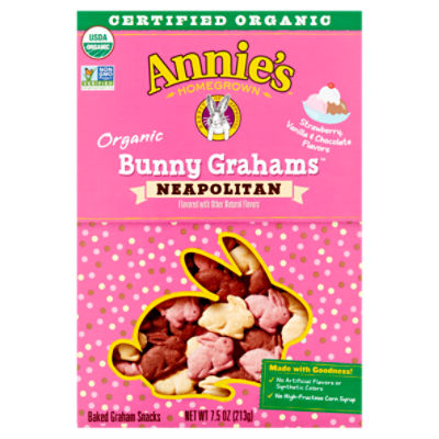 Annie's Homegrown Bunny Grahams Organic Neapolitan Baked Graham Snacks, 7.5 oz