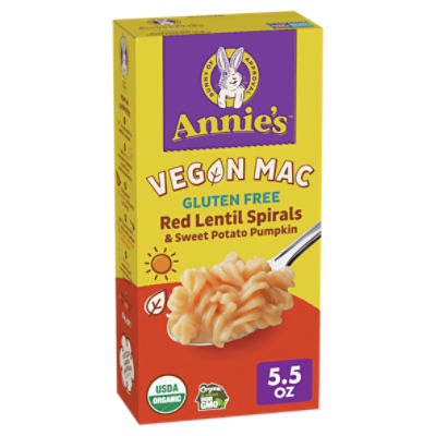 Annie's Vegan Mac Gluten Free Red Lentil Spirals & Sweet Potato Pumpkin Pasta and Sauce, 5.5 oz