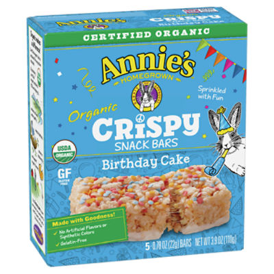 Annie's Homegrown Birthday Cake Organic Crispy, Snack Bars