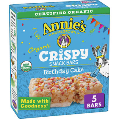 Annie's Homegrown Birthday Cake Organic Crispy Snack Bars, 0.78 oz, 5 count