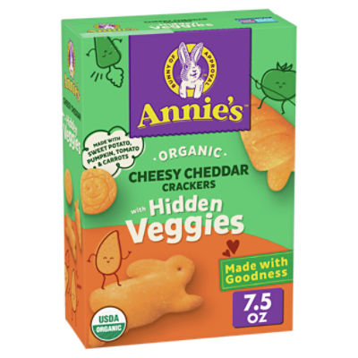 Annie's Organic Cheesy Cheddar with Hidden Veggies Baked Snack Cracker, 7.5 oz