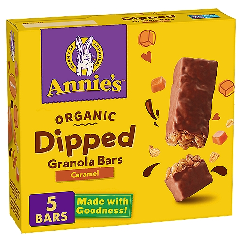 35% Less Sugar than leading dipped granola bar*n*Annie's dipped granola bar has 7g of sugar per 26g serving, leading dipped granola bar has 13g of sugar per 31g serving.nnMade with Goodnessn✓ No artificial flavors or synthetic colorsn✓ No high-fructose corn syrupnn