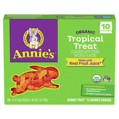 Annie's Organic Tropical Treat Bunny Fruit Flavored Snacks, 0.7 oz, 10 count
