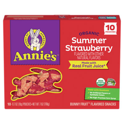 Annie's Organic Summer Strawberry Bunny Fruit Flavored Snacks, 0.7 oz, 10 count
