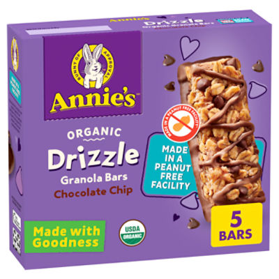 Annie's Organic Chocolate Chip Drizzle Granola Bars, 0.92 oz, 5 count